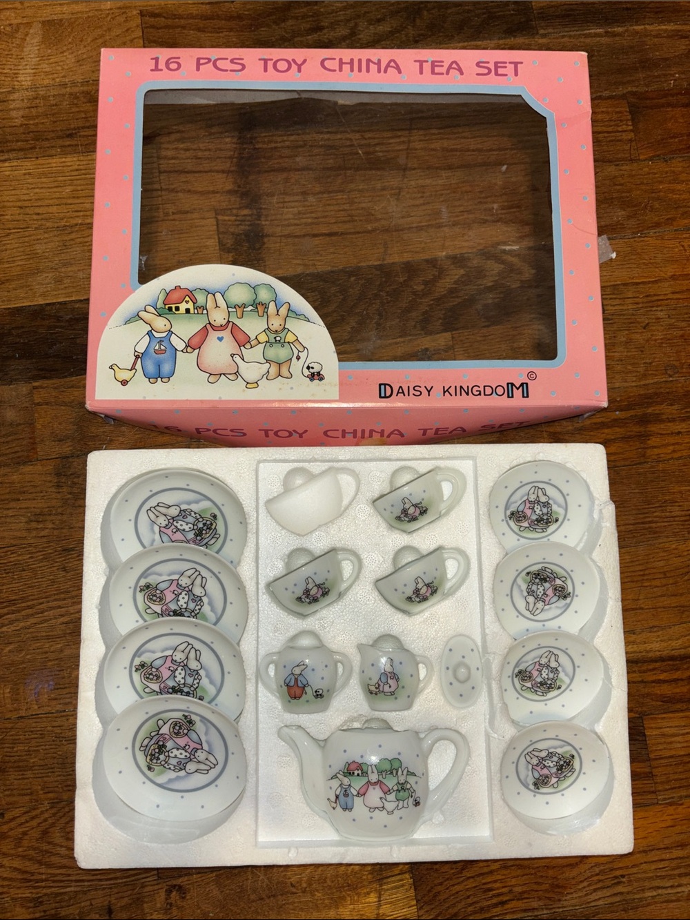 Kids Pink Bunny China Tea Set - 16 PCS
